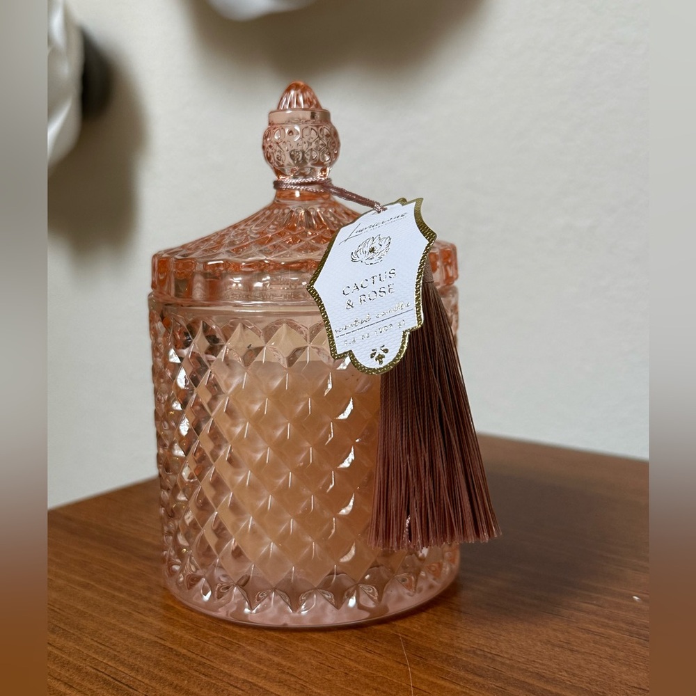 Pink Glass Candle with Lid - Picture 6 of 6